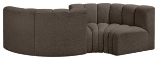 Arc Boucle Fabric Upholstered 4-Pc. Facing Modular Sectional, Brown