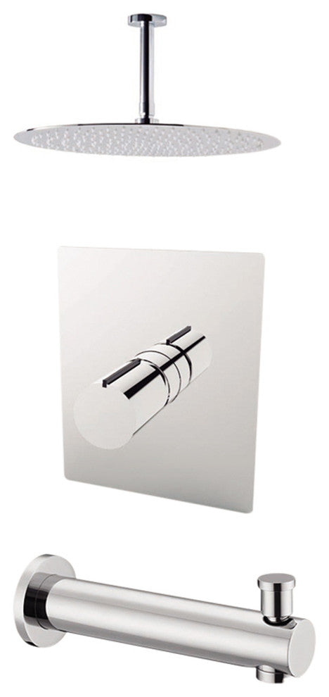 Aquamoon Barcelona 8" Showerhead, Spout With Ceiling Arm, Chrome