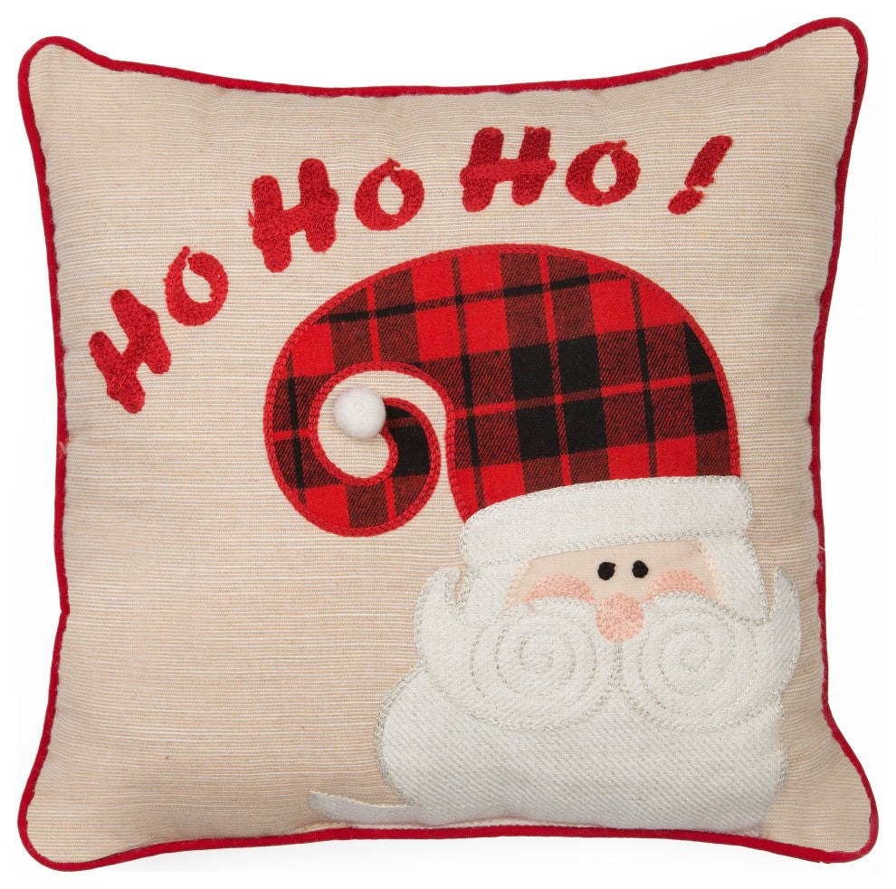 HOHOHO Santa Christmas Pillow, 13"x13"
