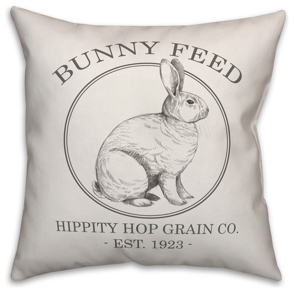 Bunny Feed Hippity Hop Grain Co 18x18 Throw Pillow