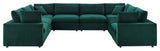 Commix Down Filled Overstuffed Performance Velvet 8-Piece Sectional, Green