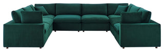 Commix Down Filled Overstuffed Performance Velvet 8-Piece Sectional, Green