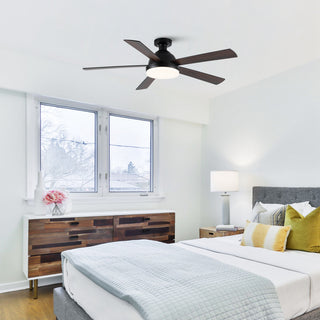52-inch Modern Wood Black LED Ceiling Fan with Remote