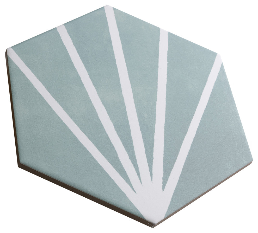 Horizon Dusk Hex Aquamarina Porcelain Floor and Wall Tile