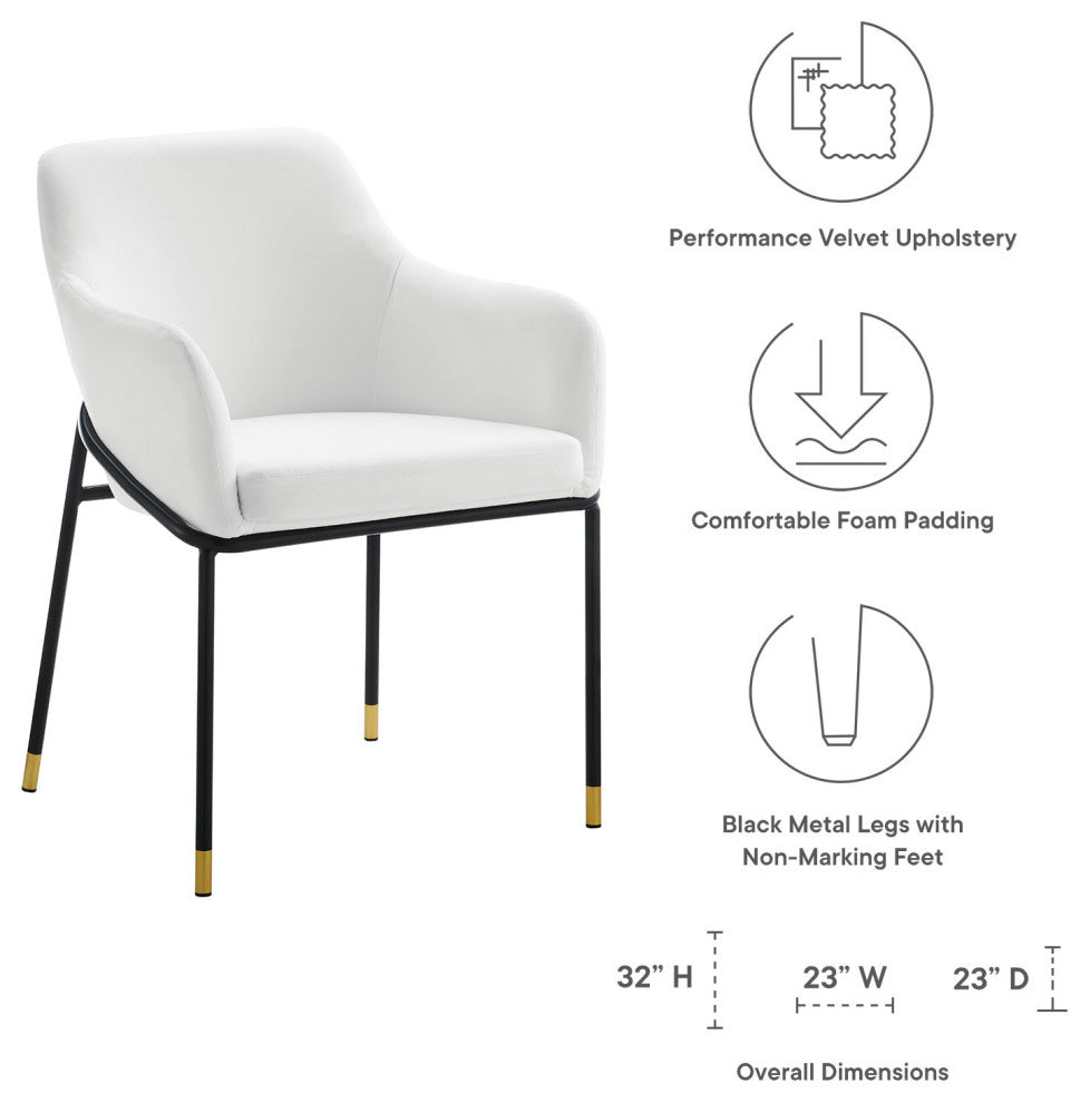 Dining Chair, White Black, Velvet, Modern, Mid Century Cafe Bistro Hospitality