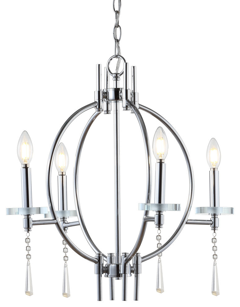 Laura 23" Crystal, Metal LED Pendant, Chrome