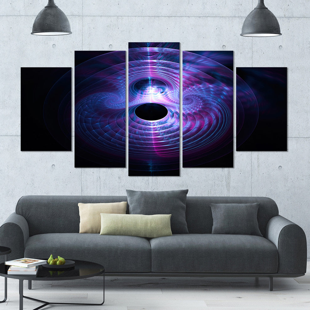 Bright Blue Magical Lights, Contemporary Art on Canvas, 60"x32", 5 Panels