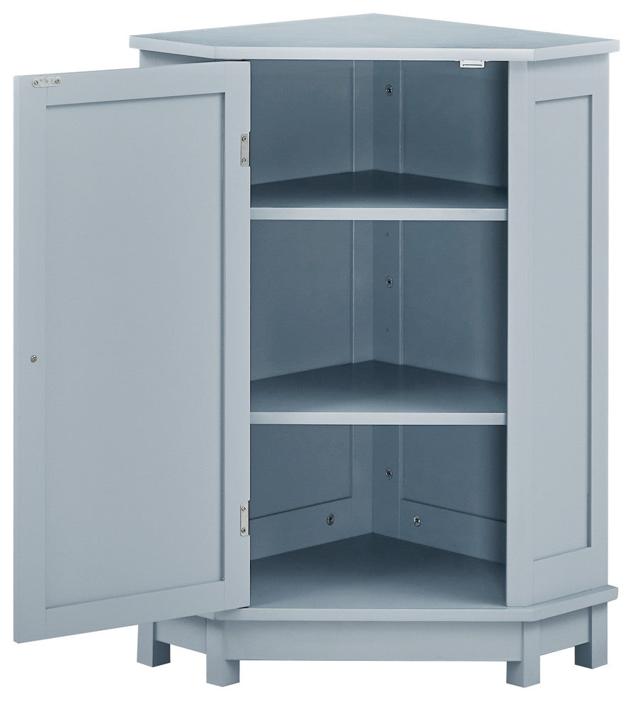 32" Freestanding Triangle Corner Bathroom Storage Cabinet, Blue