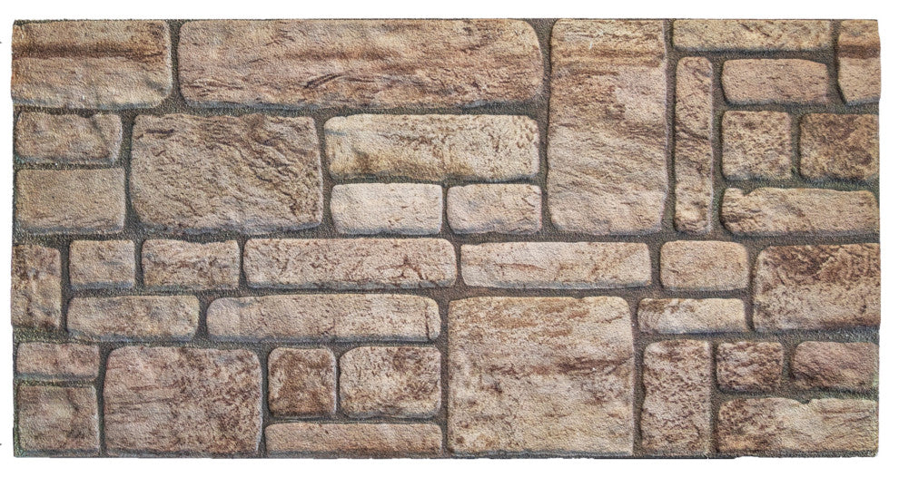 Faux Stone Brick 3D Wall Panels, Beige, Set of 10, Covers 53 sq ft