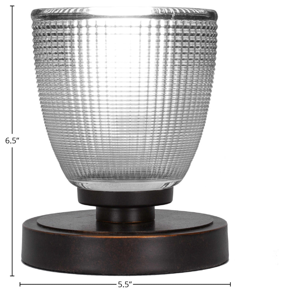 Luna 1-Light Table Lamp, Dark Granite/Clear Ribbed
