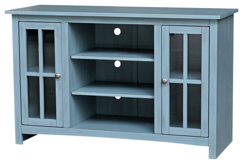 Entertainment / TV Stand - With 2 Doors - 48", Ocean Blue - Antique Rubbed