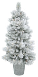 Vickerman B160251Led 5' Potted Flocked Pine Christmas Tree, Warm White Lights
