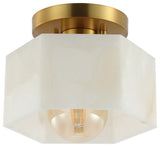 8" 1-Light Modern Contemporary Alabaster/Iron Hexagonal LED Semi Flush Mount