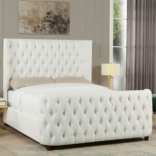 Brooklyn Tufted Sheltered Wingback Panel Bed, Antique White, Queen