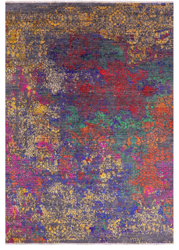 Wool and Silk Modern Hand Knotted Rug 8' 9" X 11' 11" Q11854