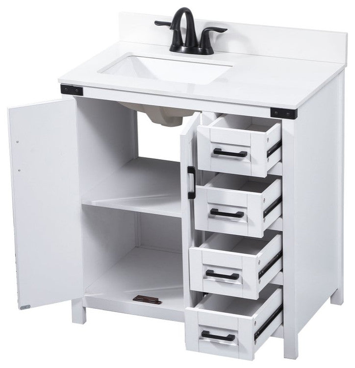 Home Living 19" Farmhouse White-Light Bathroom Vanity