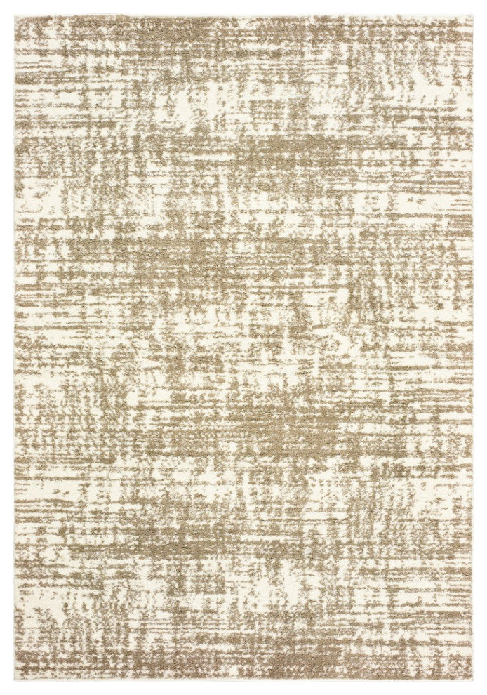 8??11??Ivory And Gray Abstract Strokes Area Rug