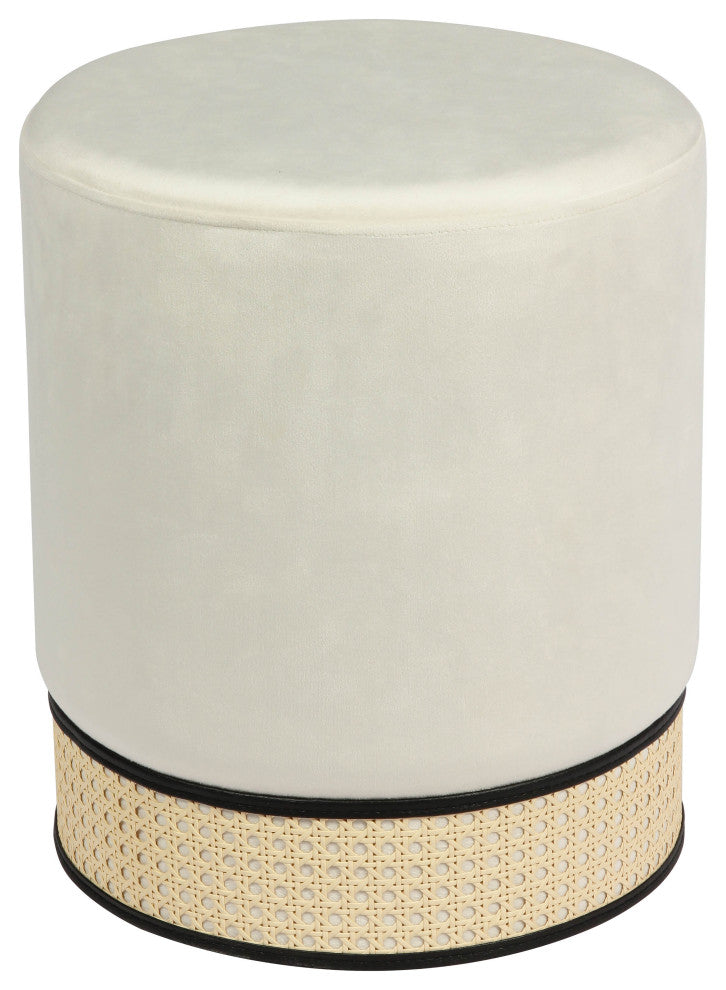 TOV Furniture Ivy Cream Velvet Ottoman