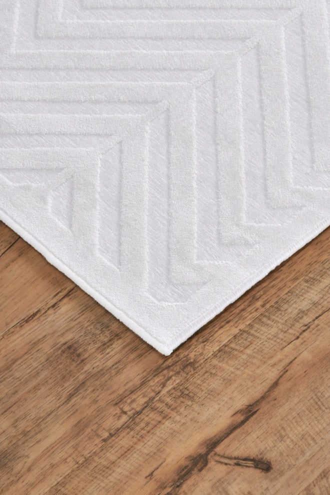 Weave & Wander Soho Lyra Minimal Chenille Rug, White, 5'3"x7'6"