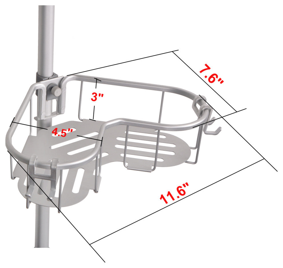 Utopia Alley Flat Shelf, Rustproof Corner Shower Caddy, Satin Chrome & Black, Satin Chrome