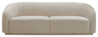 TOV Furniture Yara Pleated Beige Velvet Sofa