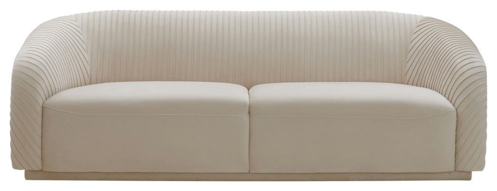TOV Furniture Yara Pleated Beige Velvet Sofa
