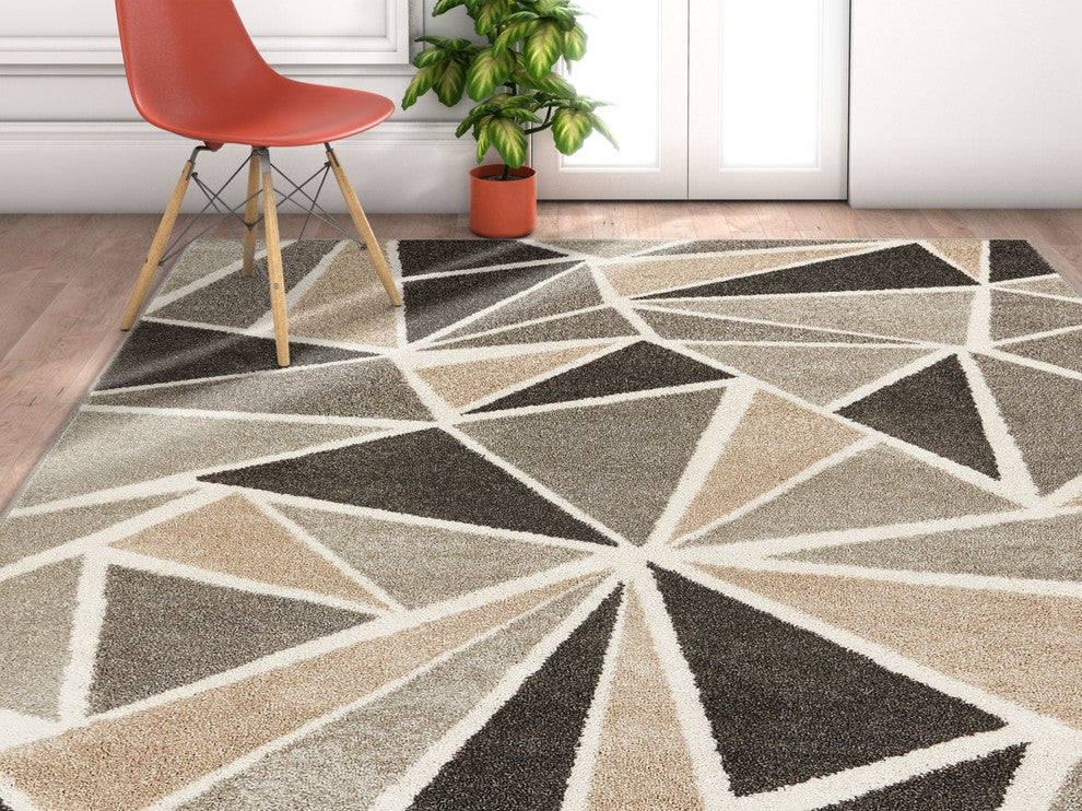 Well Woven Serenity Blossom Modern Geometric Triangles Gray Area Rug SE-07