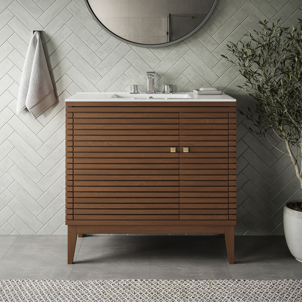 Ledger 36" Bathroom Vanity Walnut White