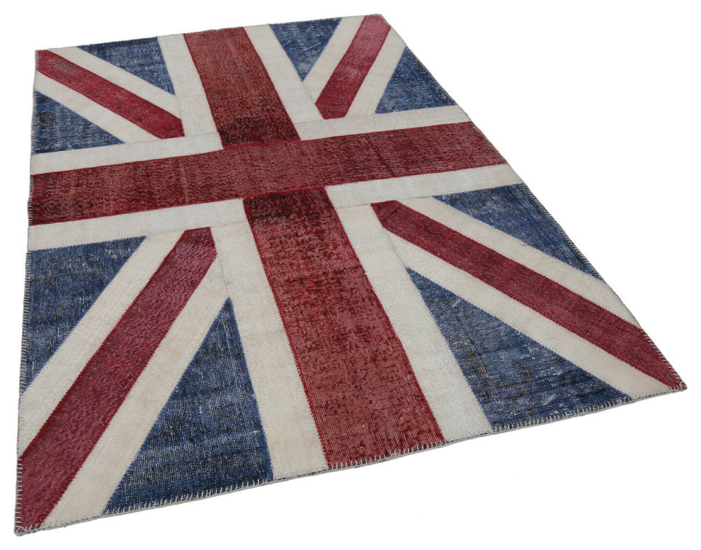 Rug N Carpet - Hand-knotted Anatolian 5' 8'' x 7' 11'' Flag Patchwork Rug