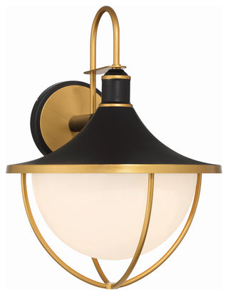 Crystorama 3 Light Matte Black + Textured Gold Outdoor Sconce