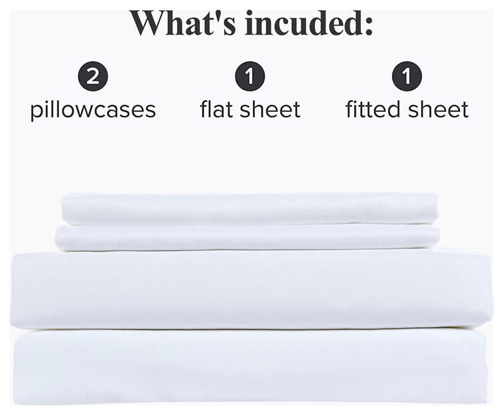 Serenta Puka Lei Embroidered 4 Piece Bed Sheet Set, White, King