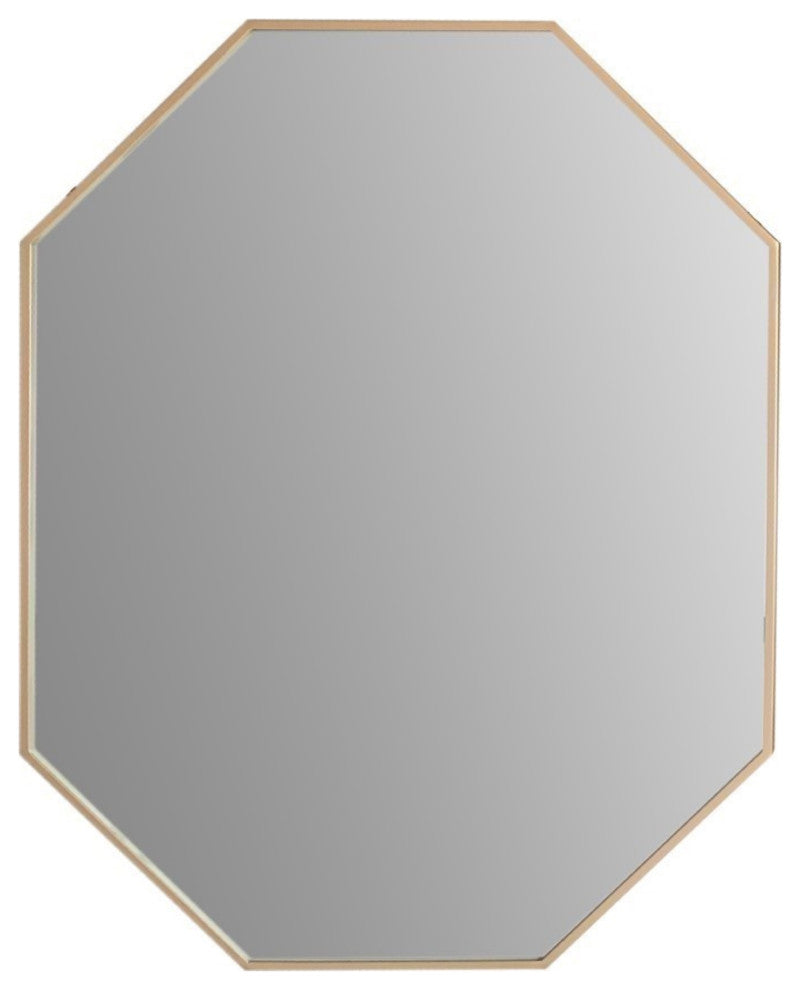 Octagon Metal Frame Mirror, Brushed Gold