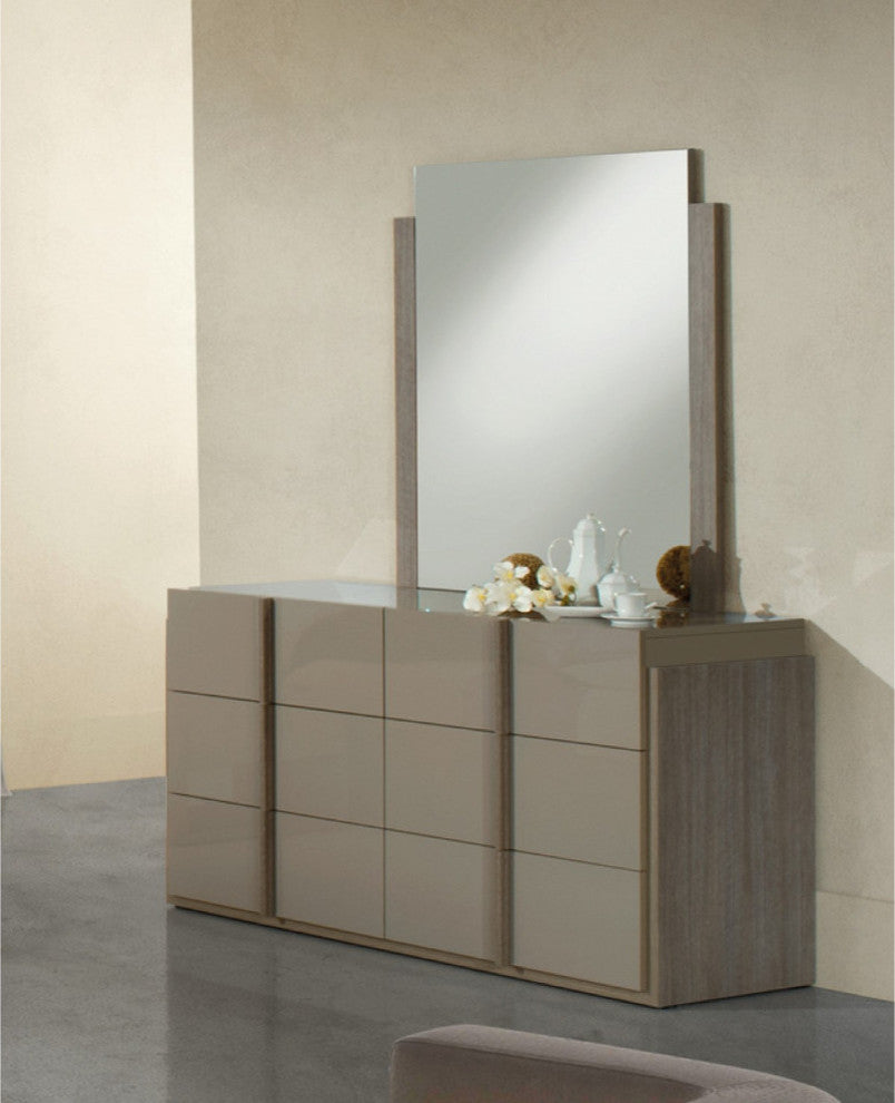 Vertically Wooden Framed Mirror, Contemporary Style, Gray