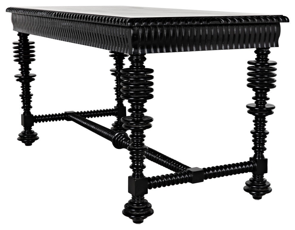 Portuguese Desk, Small, 60", Hand Rubbed Black