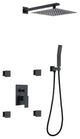 Luxury Pressure Balance Shower System W/ Body Sprays & Rough-In Valve, Matte Bla