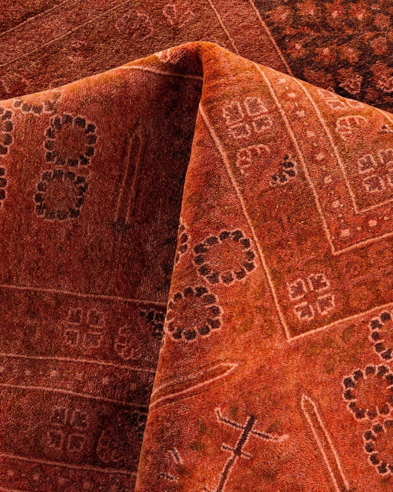 Overdyed, One-of-a-Kind Hand-Knotted Area Rug Pink, 12'4"x16'4"