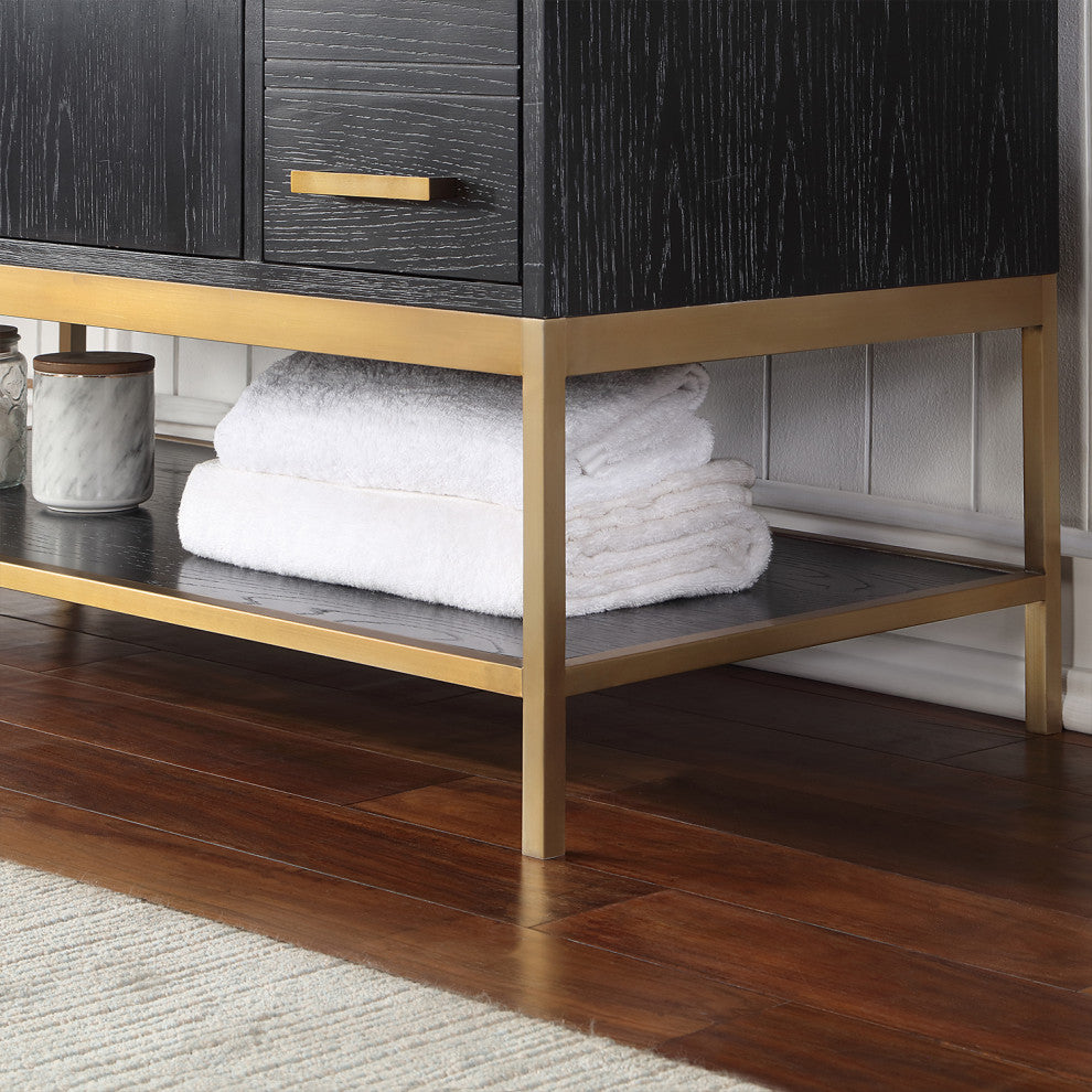 Wildy Black Oak Bathroom Vanity Set, 48", Without Mirror