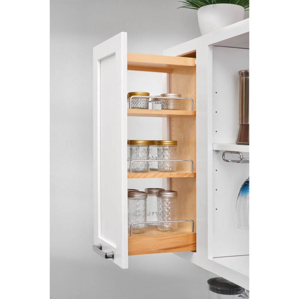 Wood Wall Cabinet Pull Out Organizer for 30" H Cabinets With BB Soft Close, 6.5"