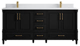 Aberdeen 72 Double Sink Bath Vanity in Black 1.5" White Quartz