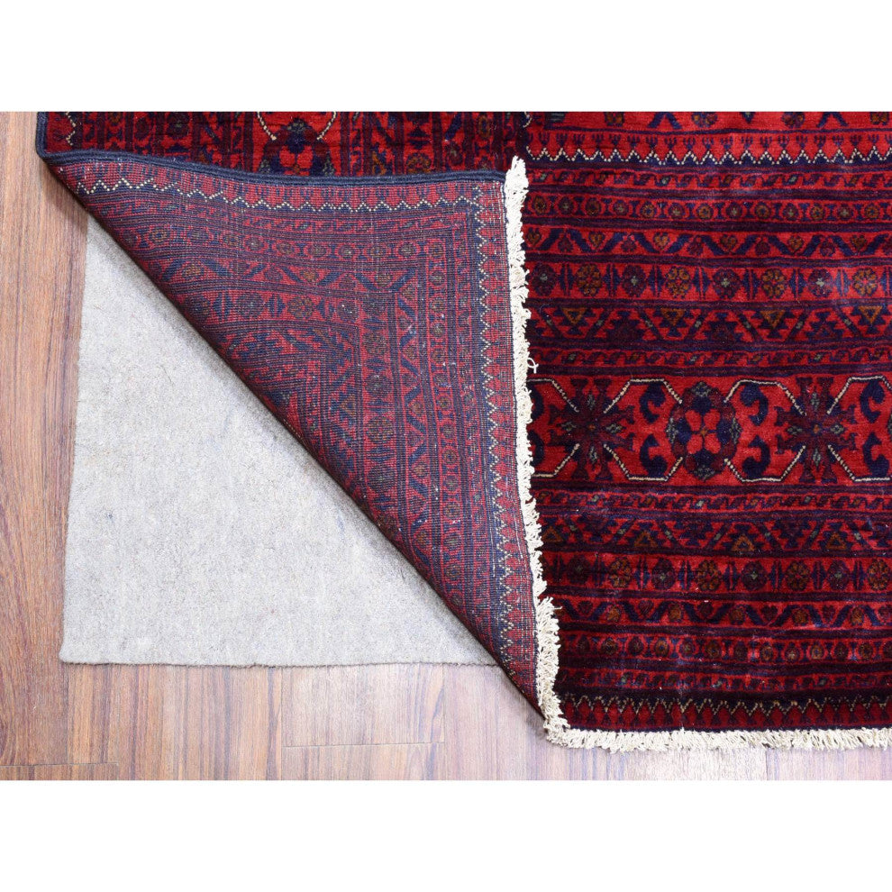 Red, Hand Knotted Afghan Khamyab Extra Soft Wool Oversized Rug, 10'0"x19'2"