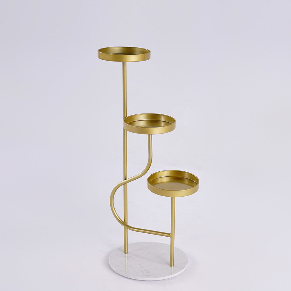 42.5" Tall Metal Plant Stand 3 Tier Modern Corner Ladder Planter in Gold