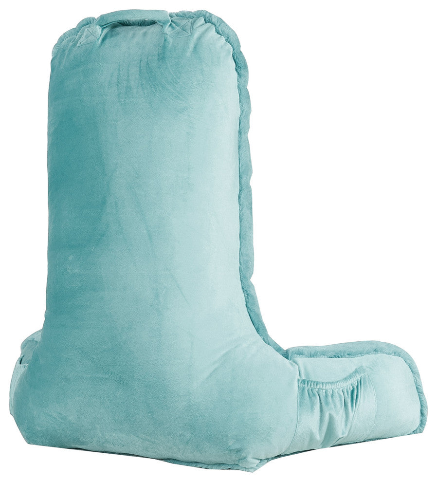 Fox Faux Fur Bedrest, Needs Assembly, Aqua, 28"x30"x17"