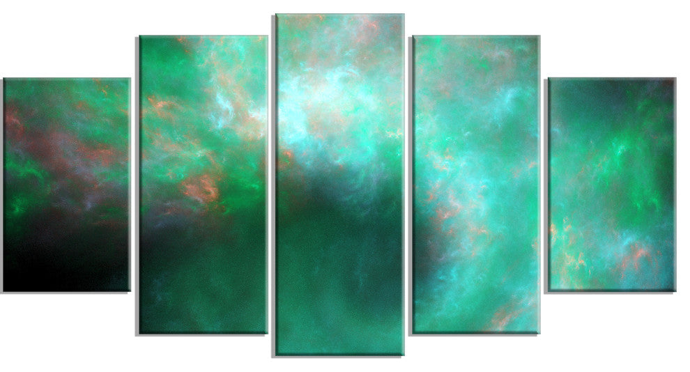 Perfect Clear Blue Starry Sky, Contemporary Canvas Art Print, 60"x32", 5 Panels