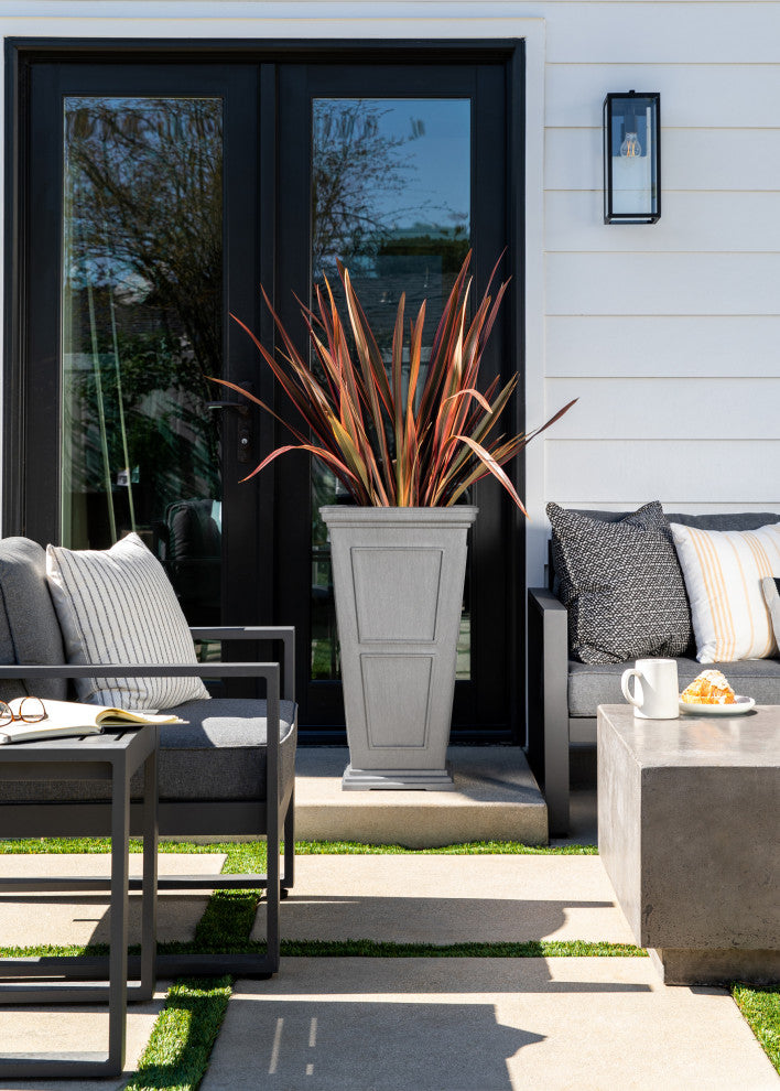 Brixton Tall Planter, 28", Gray, 28 Inch, 2 Pack