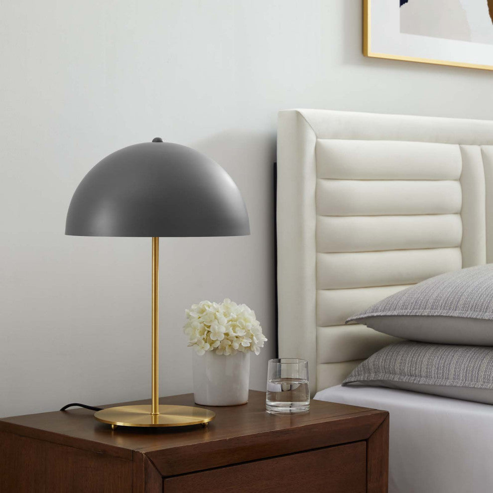 Table Lamp, Gray Gold, Metal, Modern, Mid Century Cafe Bistro Hospitality