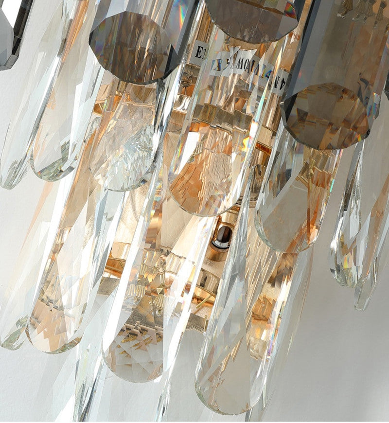 Cordoba | Smokey gray crystal wall lamp, Clear Crystal