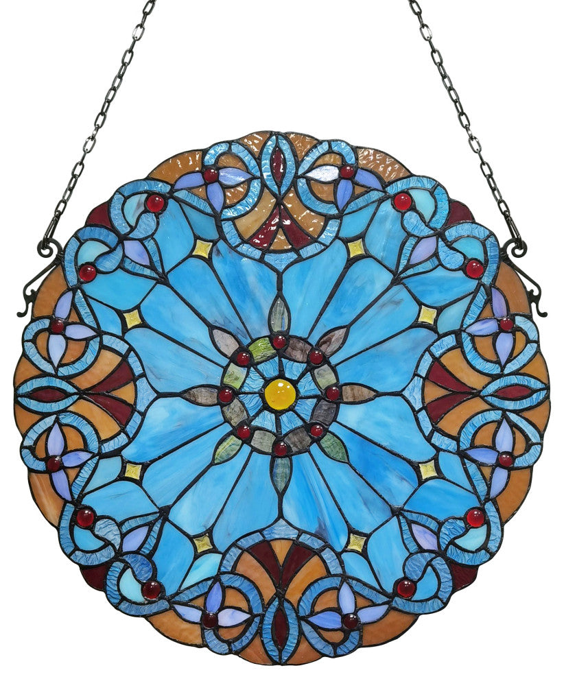 Amiya Tiffany-Style Victorian Stained Glass Window Panel 20" Height