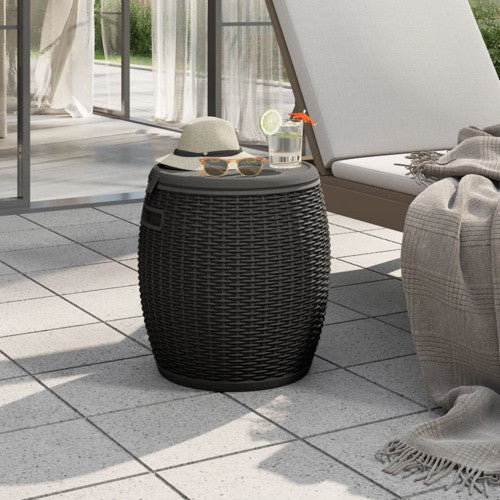 vidaXL Outdoor Storage Box Patio Furniture Beverage Cooler Black Polypropylene