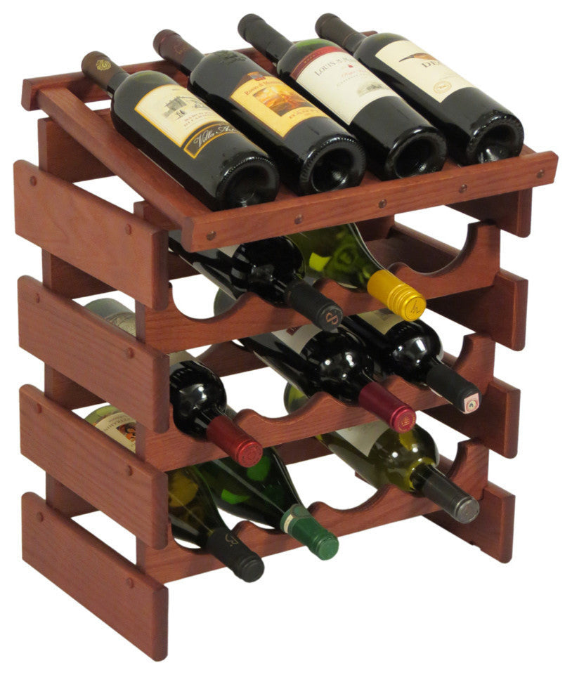 16 Bottle Dakota Wine Rack with Display Top, Mahogany