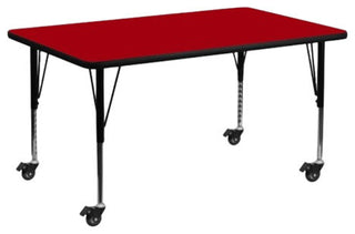 Mobile 24''Wx48''L Red Thermal Laminate Activity Table